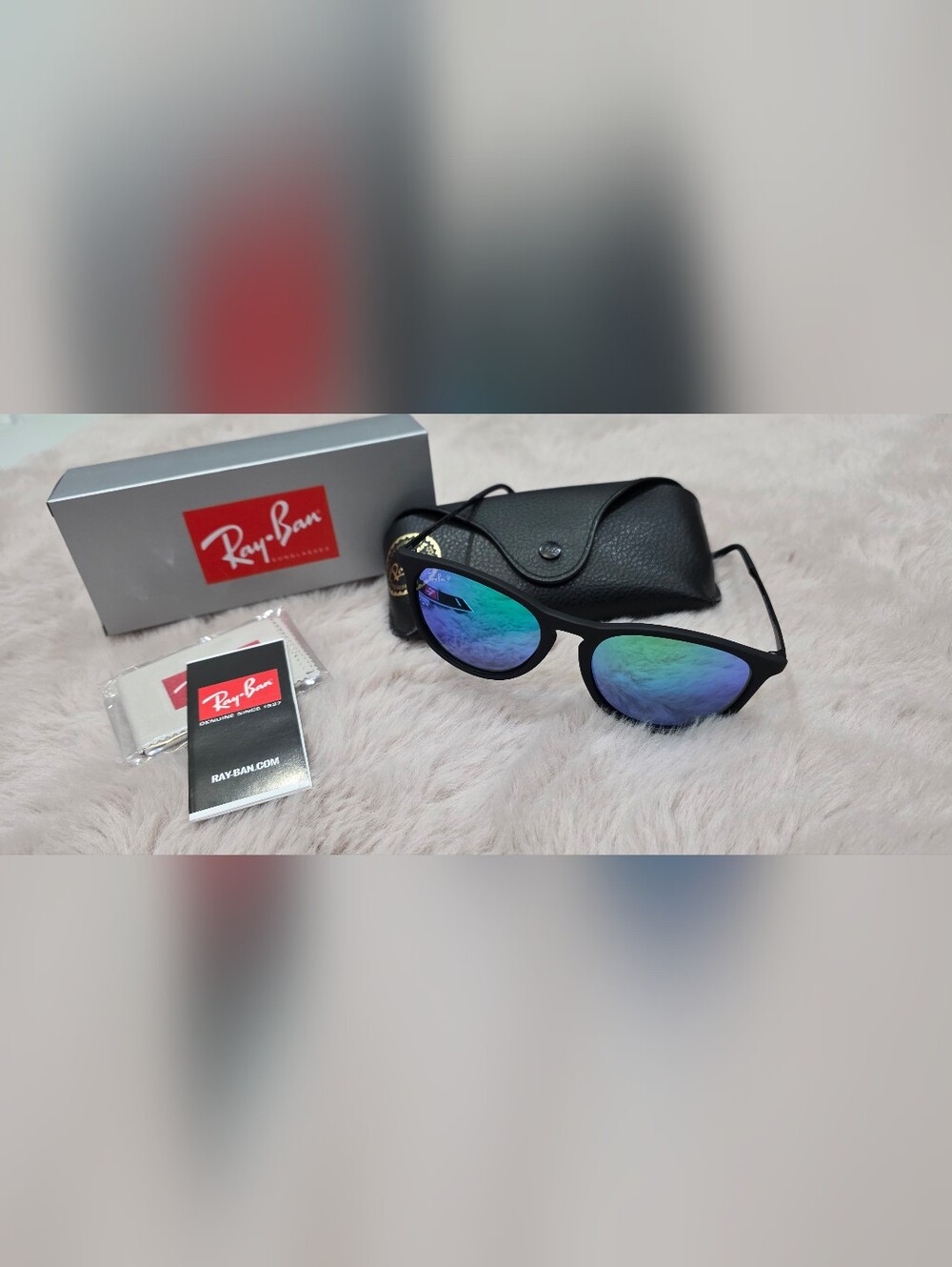 Ray-Ban Erika, Polarized, Matte Black Frame And Reflective Lenses NEW